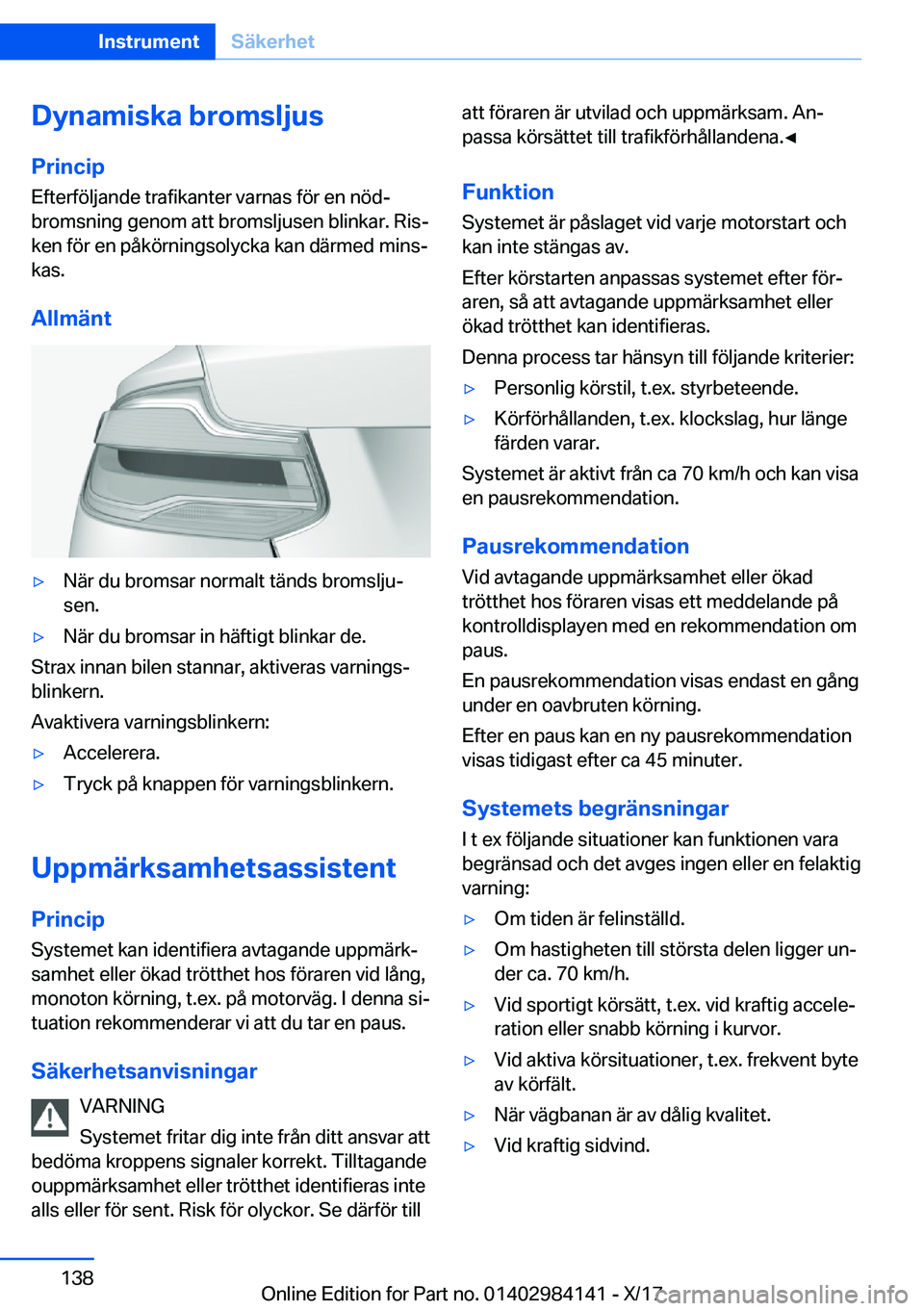 BMW 2 SERIES COUPE 2018  InstruktionsbÖcker (in Swedish) �D�y�n�a�m�i�s�k�a��b�r�o�m�s�l�j�u�s�P�r�i�n�c�i�p
�E�f�t�e�r�f�