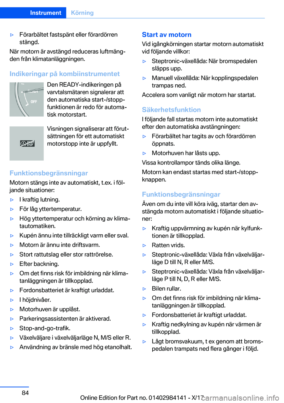 BMW 2 SERIES COUPE 2018  InstruktionsbÖcker (in Swedish) y�F�