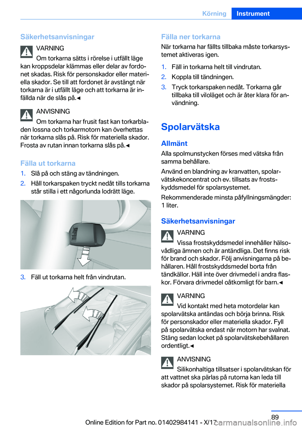 BMW 2 SERIES COUPE 2018  InstruktionsbÖcker (in Swedish) �S�ä�k�e�r�h�e�t�s�a�n�v�i�s�n�i�n�g�a�r�V�A�R�N�I�N�G
�O�m� �t�o�r�k�a�r�n�a� �s�ä�t�t�s� �i� �r�