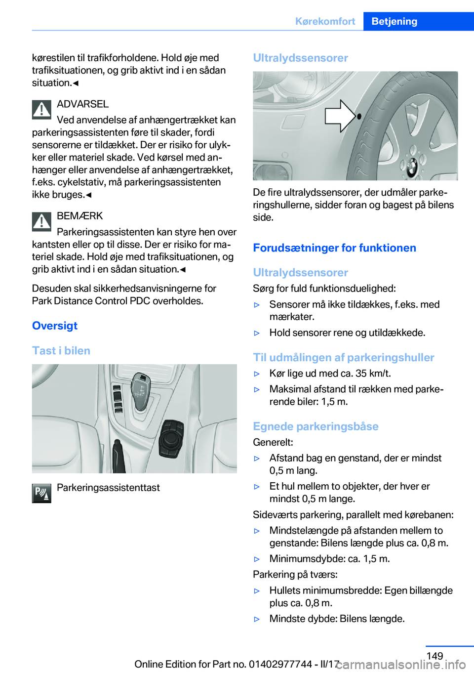 BMW 2 SERIES COUPE 2017  InstruktionsbØger (in Danish) �k�