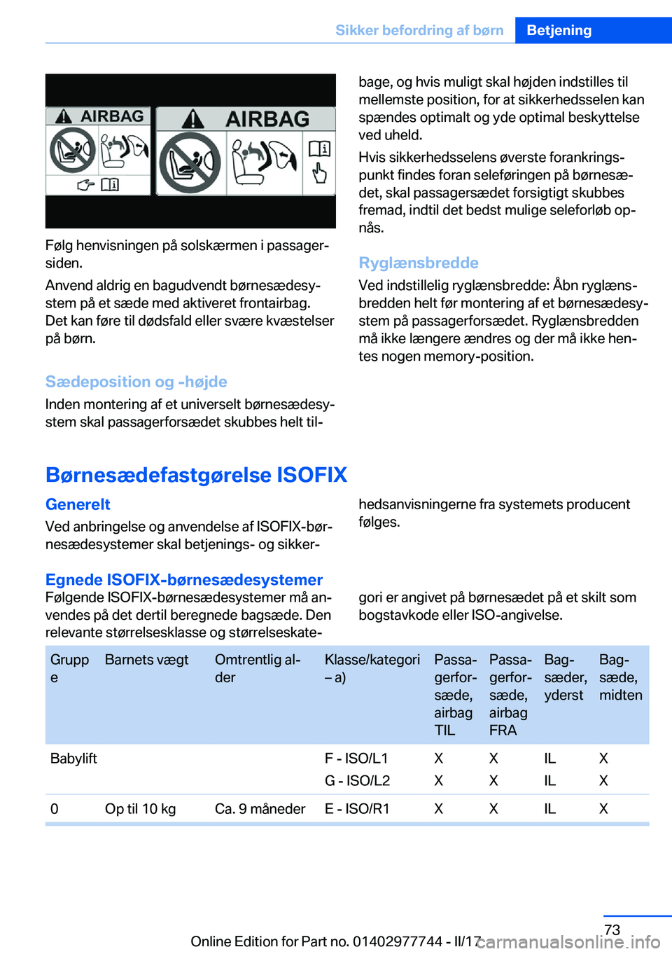 BMW 2 SERIES COUPE 2017  InstruktionsbØger (in Danish) �F�