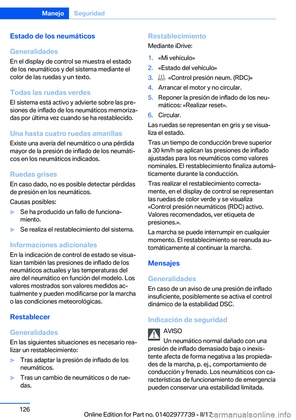 BMW 2 SERIES COUPE 2017  Manuales de Empleo (in Spanish) �E�s�t�a�d�o��d�e��l�o�s��n�e�u�m�