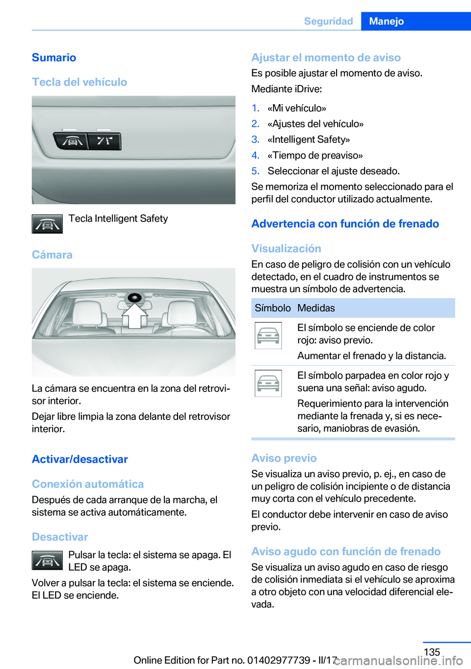 BMW 2 SERIES COUPE 2017  Manuales de Empleo (in Spanish) �S�u�m�a�r�i�o
�T�e�c�l�a��d�e�l��v�e�h�