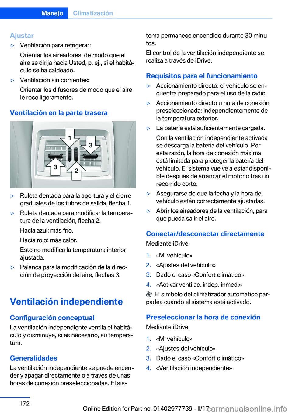 BMW 2 SERIES COUPE 2017  Manuales de Empleo (in Spanish) �A�j�u�s�t�a�ry�V�e�n�t�i�l�a�c�i�