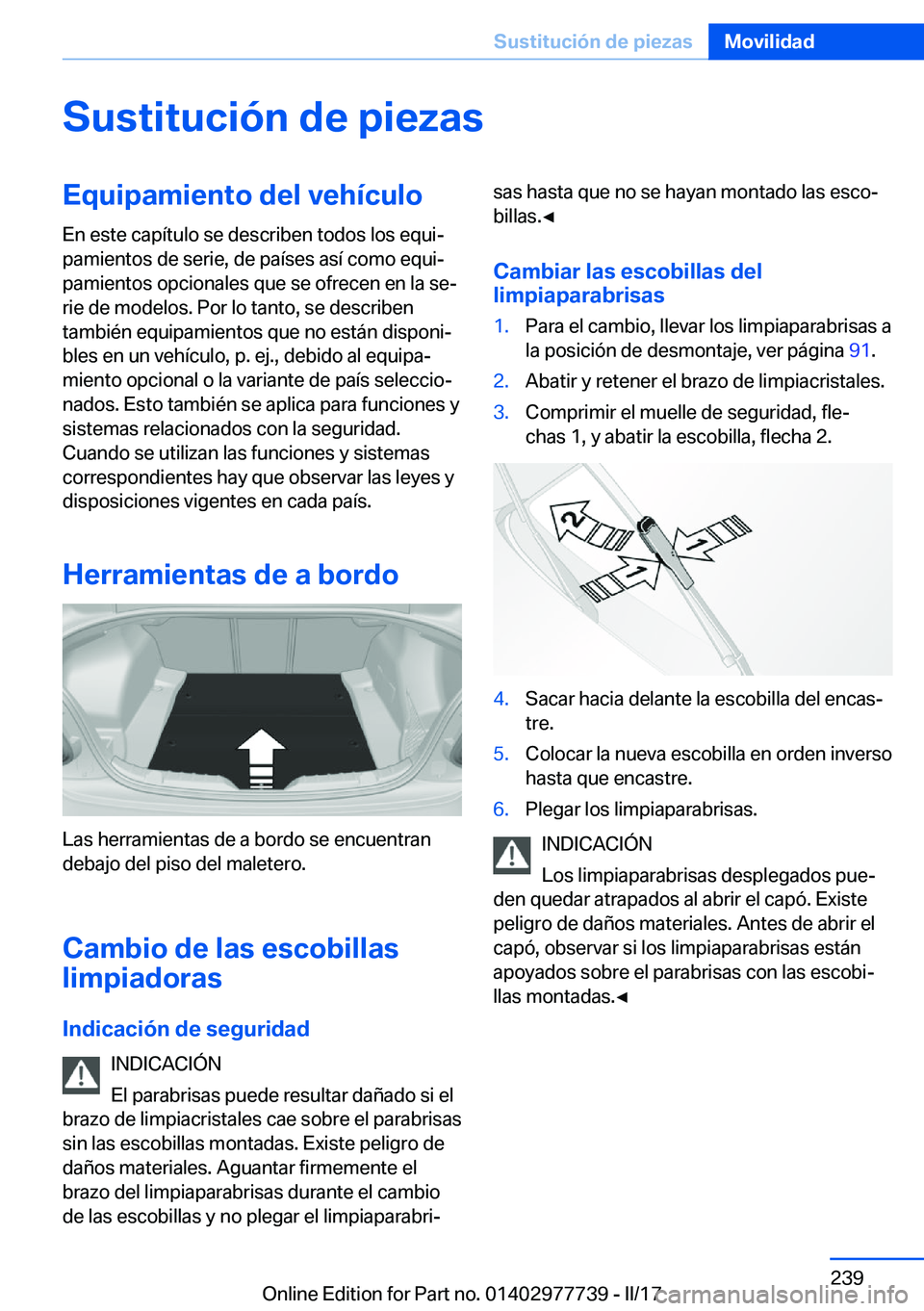 BMW 2 SERIES COUPE 2017  Manuales de Empleo (in Spanish) �S�u�s�t�i�t�u�c�i�