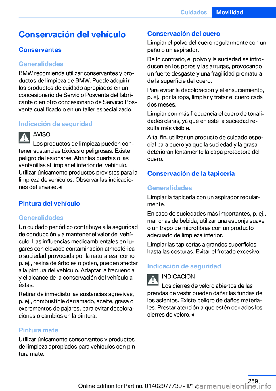BMW 2 SERIES COUPE 2017  Manuales de Empleo (in Spanish) �C�o�n�s�e�r�v�a�c�i�