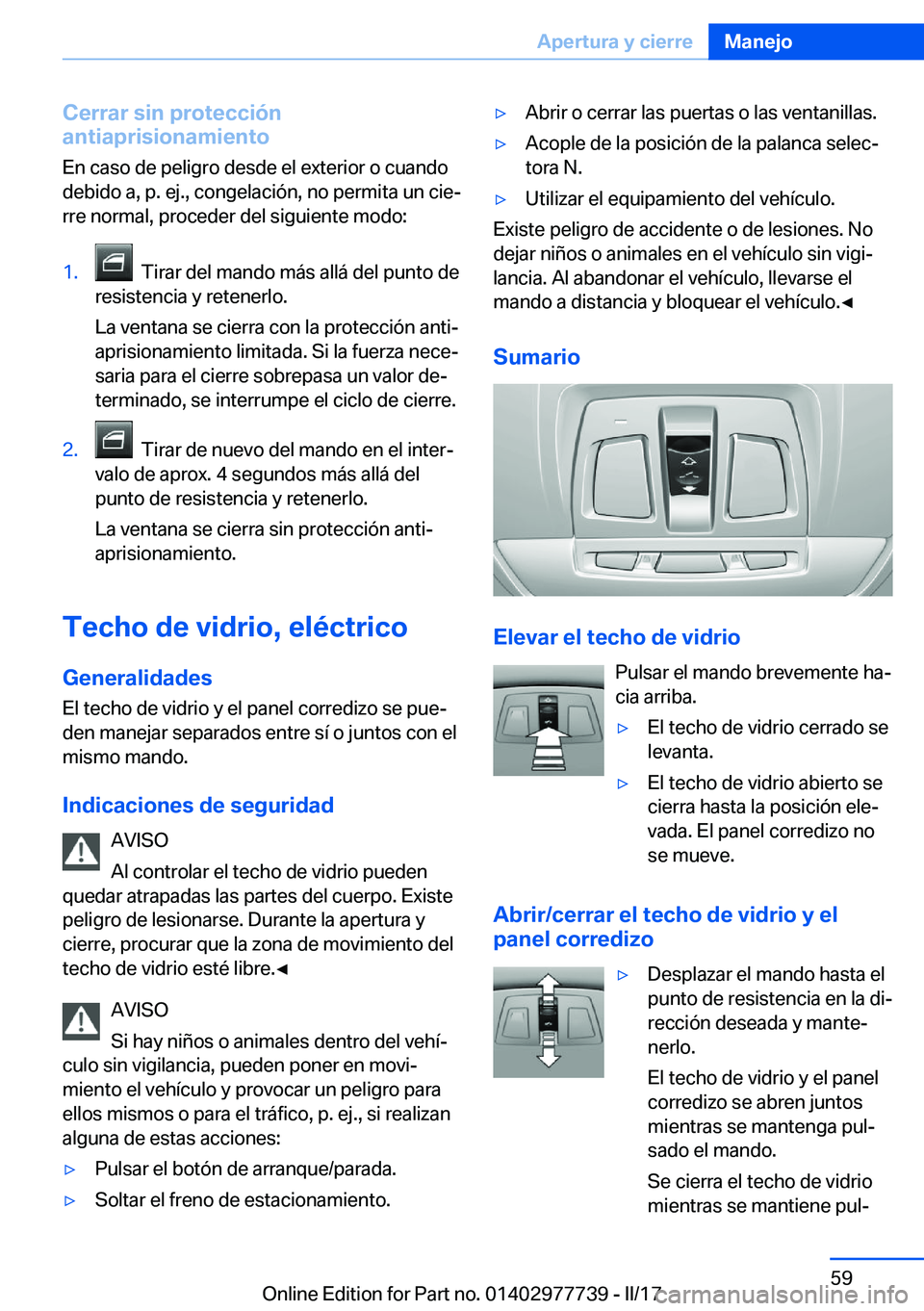 BMW 2 SERIES COUPE 2017  Manuales de Empleo (in Spanish) �C�e�r�r�a�r��s�i�n��p�r�o�t�e�c�c�i�