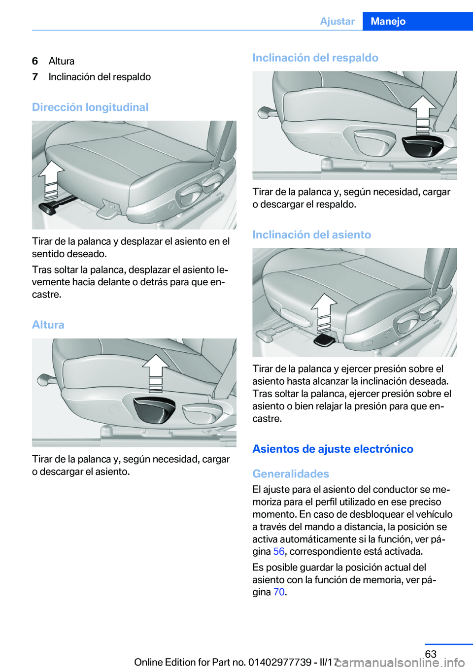BMW 2 SERIES COUPE 2017  Manuales de Empleo (in Spanish) �6�A�l�t�u�r�a�7�I�n�c�l�i�n�a�c�i�