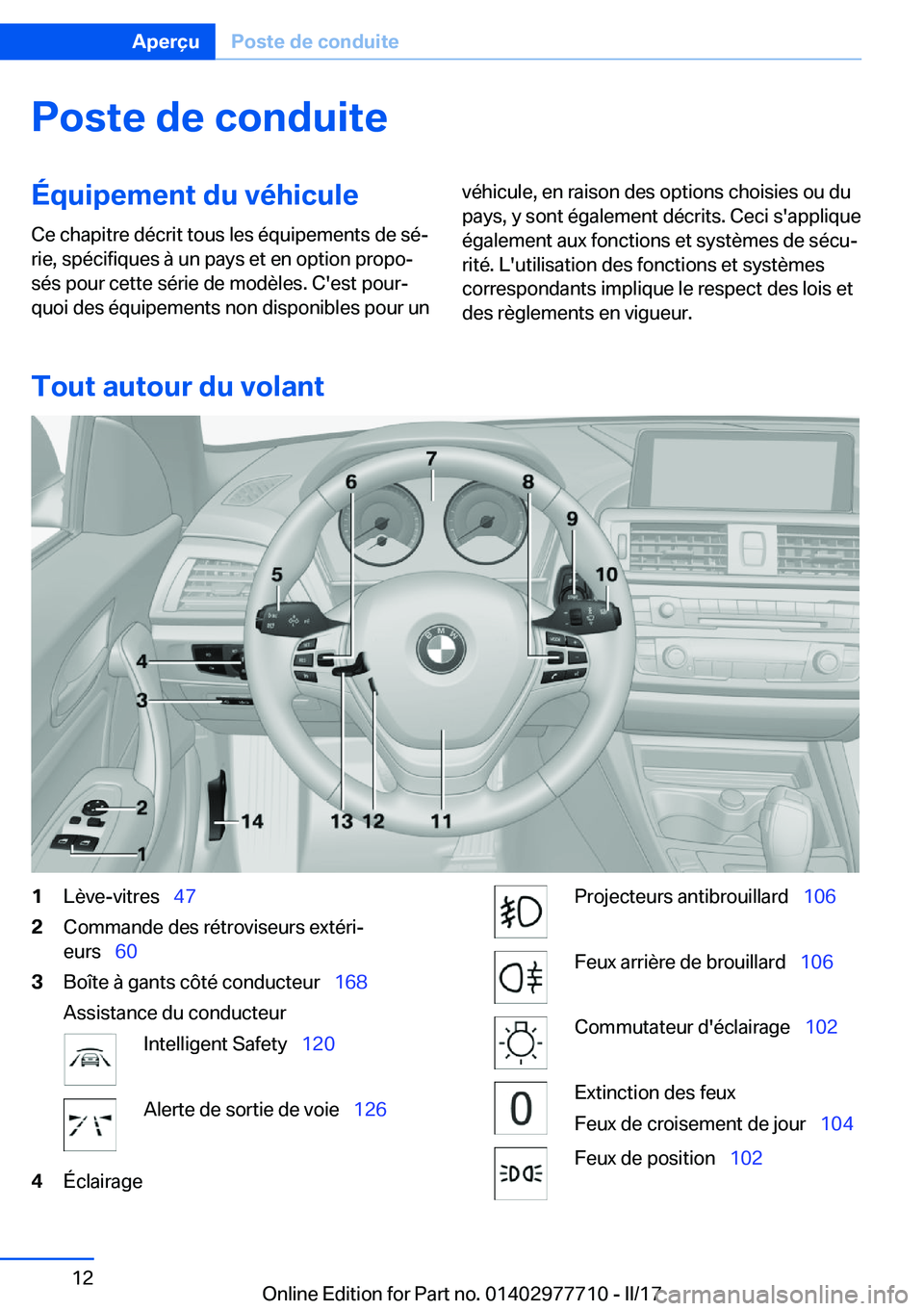 BMW 2 SERIES COUPE 2017  Notices Demploi (in French) �P�o�s�t�e��d�e��c�o�n�d�u�i�t�e�
