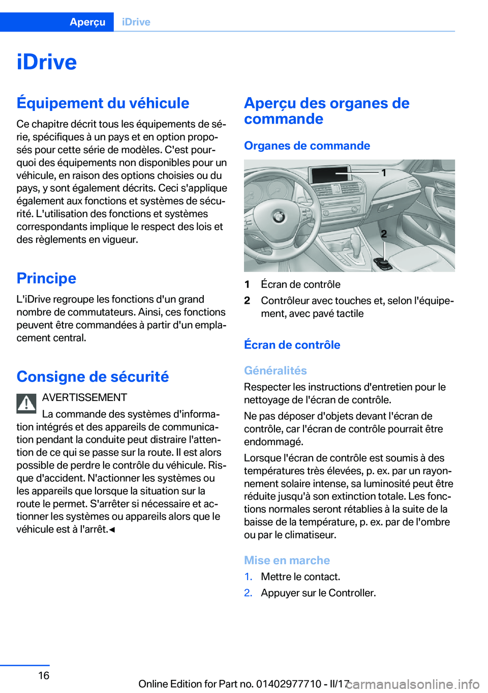 BMW 2 SERIES COUPE 2017  Notices Demploi (in French) �i�D�r�i�v�e�