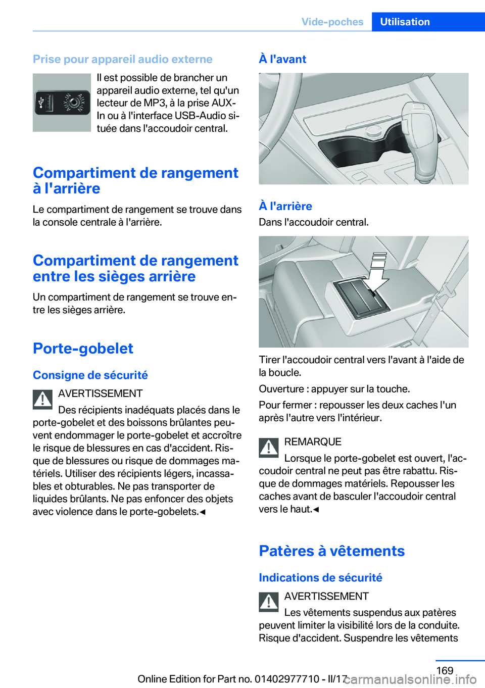 BMW 2 SERIES COUPE 2017  Notices Demploi (in French) �P�r�i�s�e��p�o�u�r��a�p�p�a�r�e�i�l��a�u�d�i�o��e�x�t�e�r�n�e�I�l� �e�s�t� �p�o�s�s�i�b�l�e� �d�e� �b�r�a�n�c�h�e�r� �u�n
�a�p�p�a�r�e�i�l� �a�u�d�i�o� �e�x�t�e�r�n�e�,� �t�e�l� �q�u�'�u�n �l