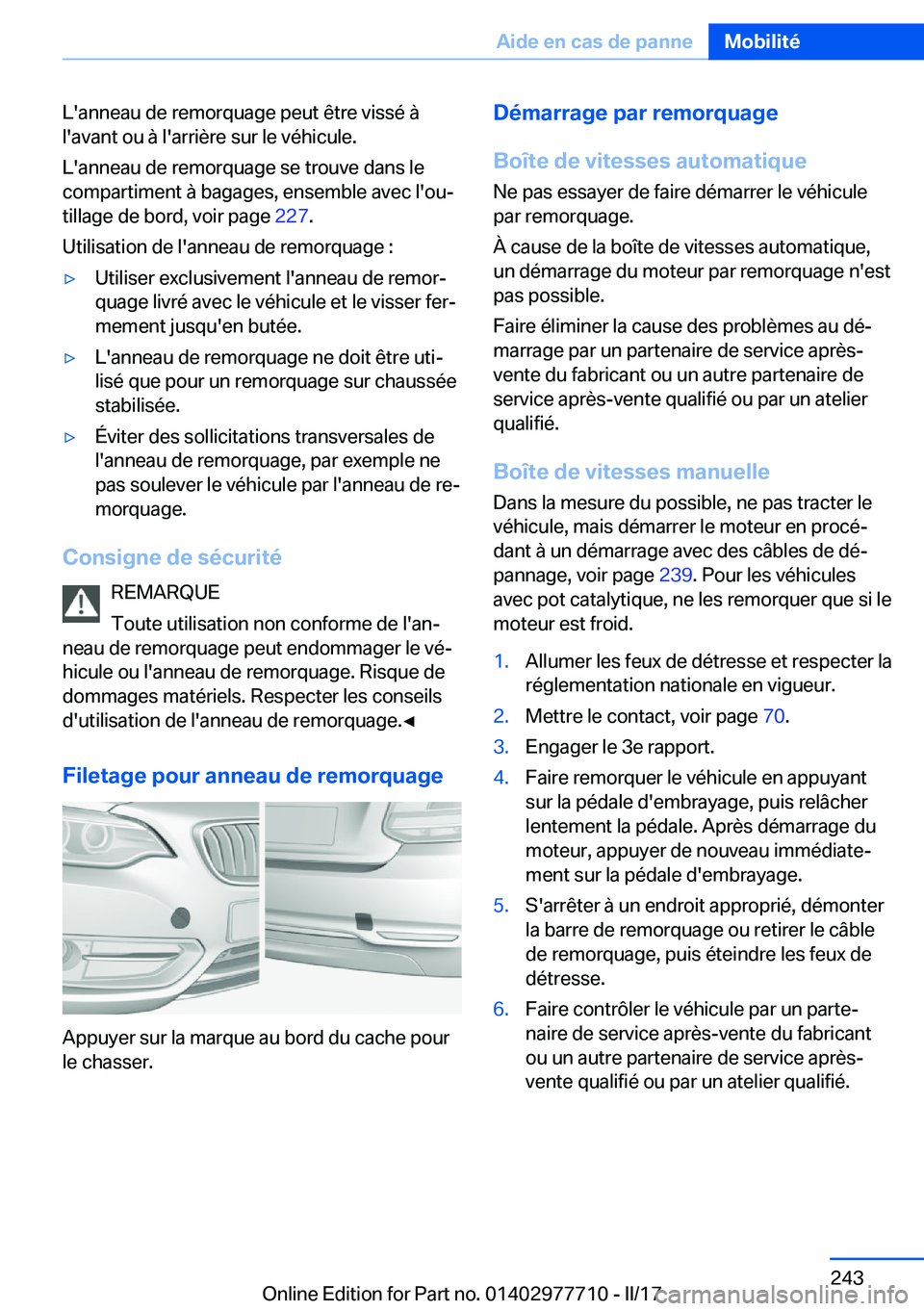 BMW 2 SERIES COUPE 2017  Notices Demploi (in French) �L�'�a�n�n�e�a�u� �d�e� �r�e�m�o�r�q�u�a�g�e� �p�e�u�t� �ê�t�r�e� �v�i�s�s�é� �