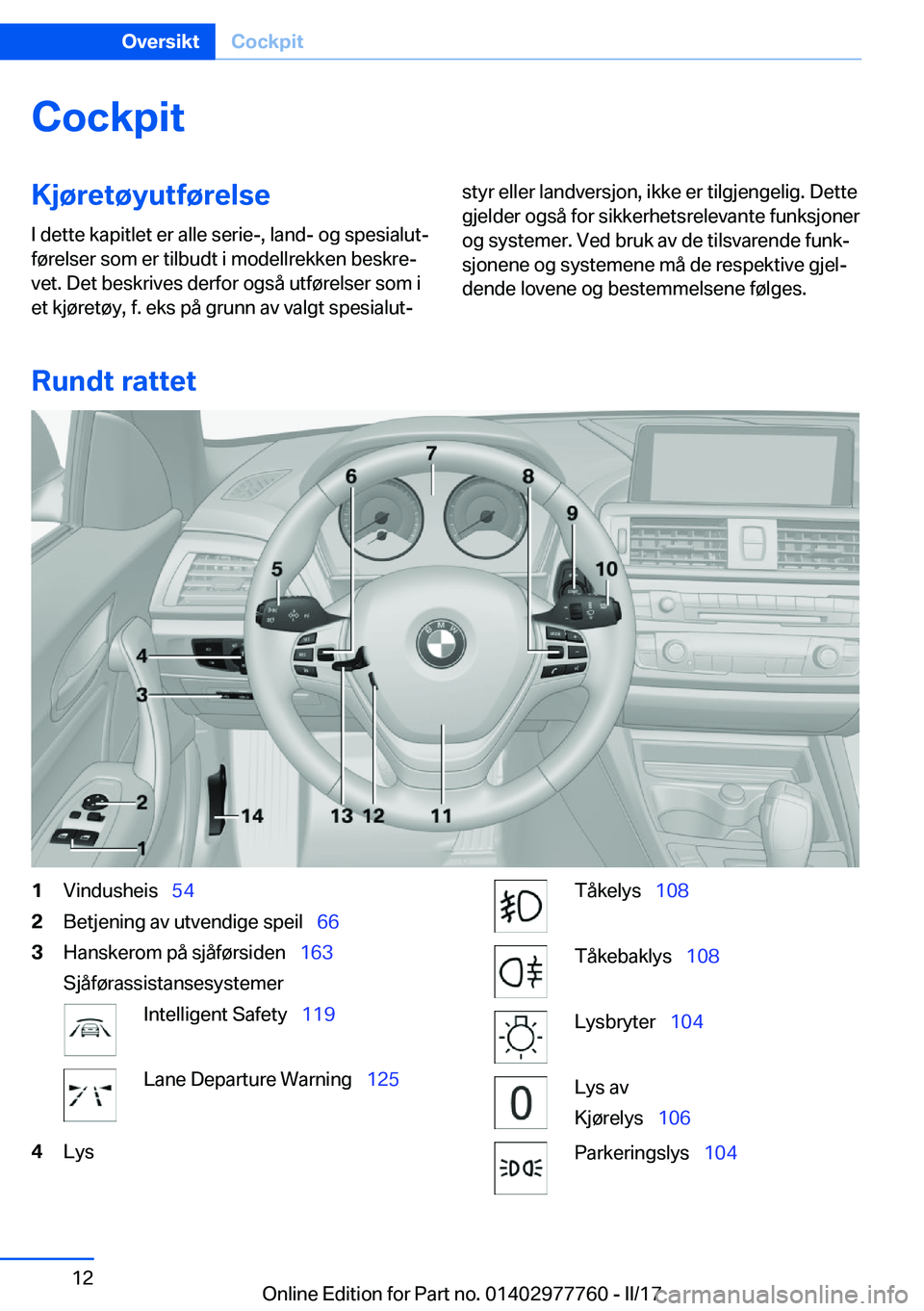 BMW 2 SERIES COUPE 2017  InstruksjonsbØker (in Norwegian) �C�o�c�k�p�i�t�K�j�
