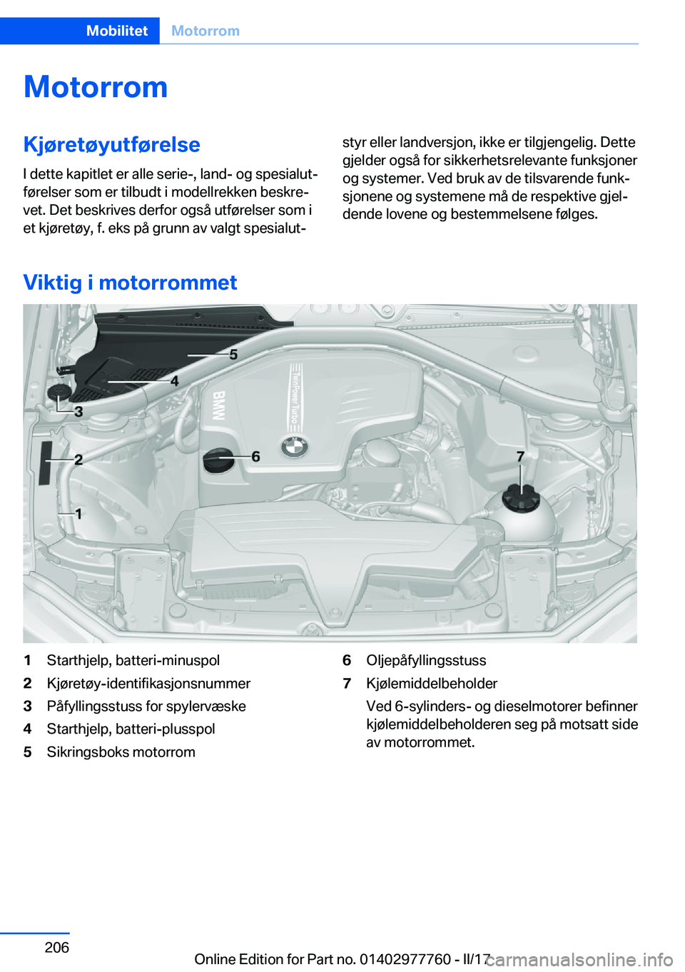 BMW 2 SERIES COUPE 2017  InstruksjonsbØker (in Norwegian) �M�o�t�o�r�r�o�m�K�j�