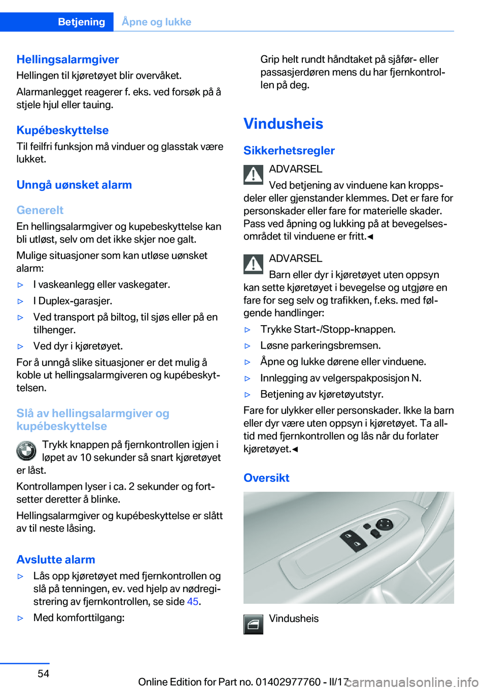 BMW 2 SERIES COUPE 2017  InstruksjonsbØker (in Norwegian) �H�e�l�l�i�n�g�s�a�l�a�r�m�g�i�v�e�r
�H�e�l�l�i�n�g�e�n� �t�i�l� �k�j�