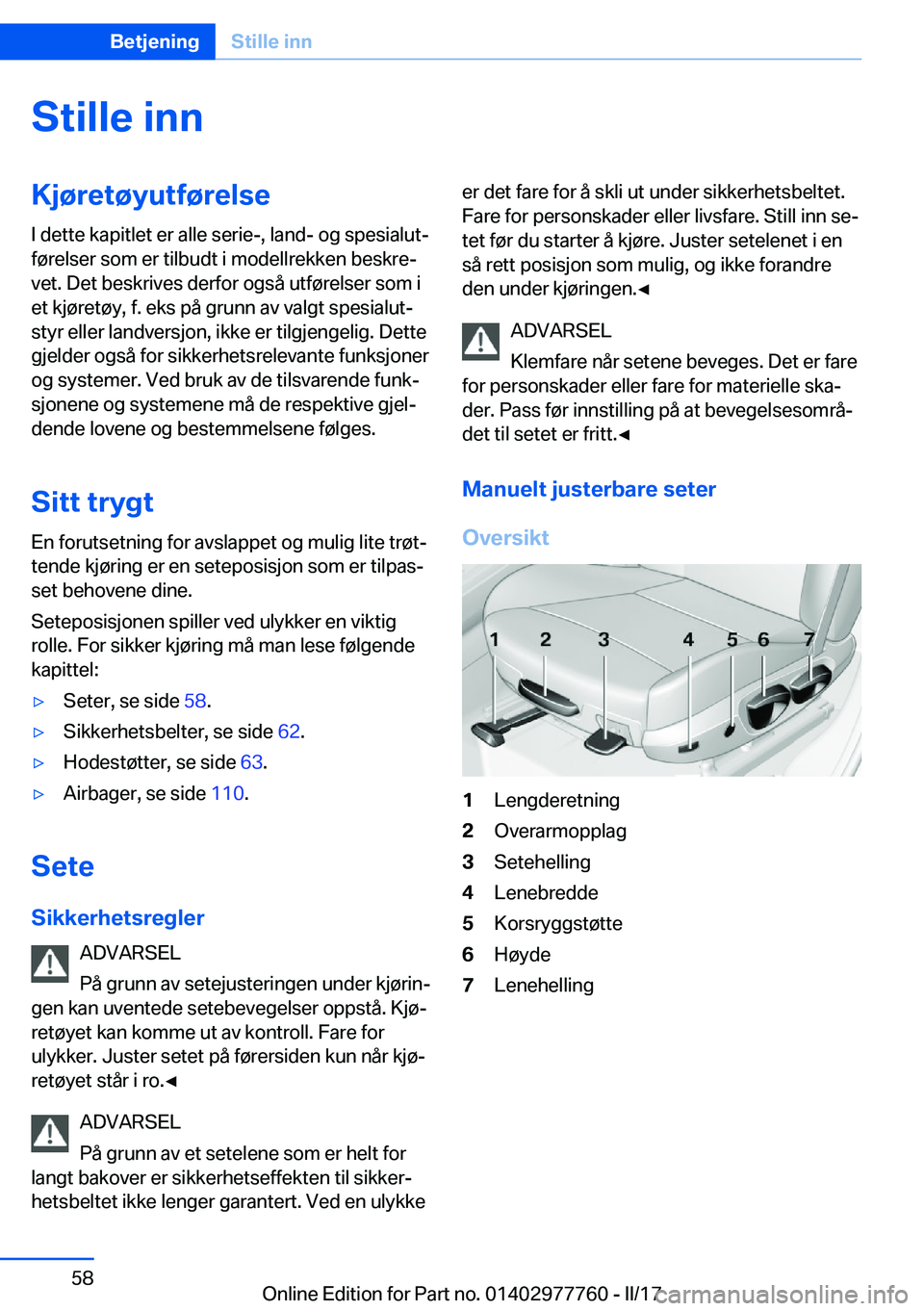 BMW 2 SERIES COUPE 2017  InstruksjonsbØker (in Norwegian) �S�t�i�l�l�e��i�n�n�K�j�