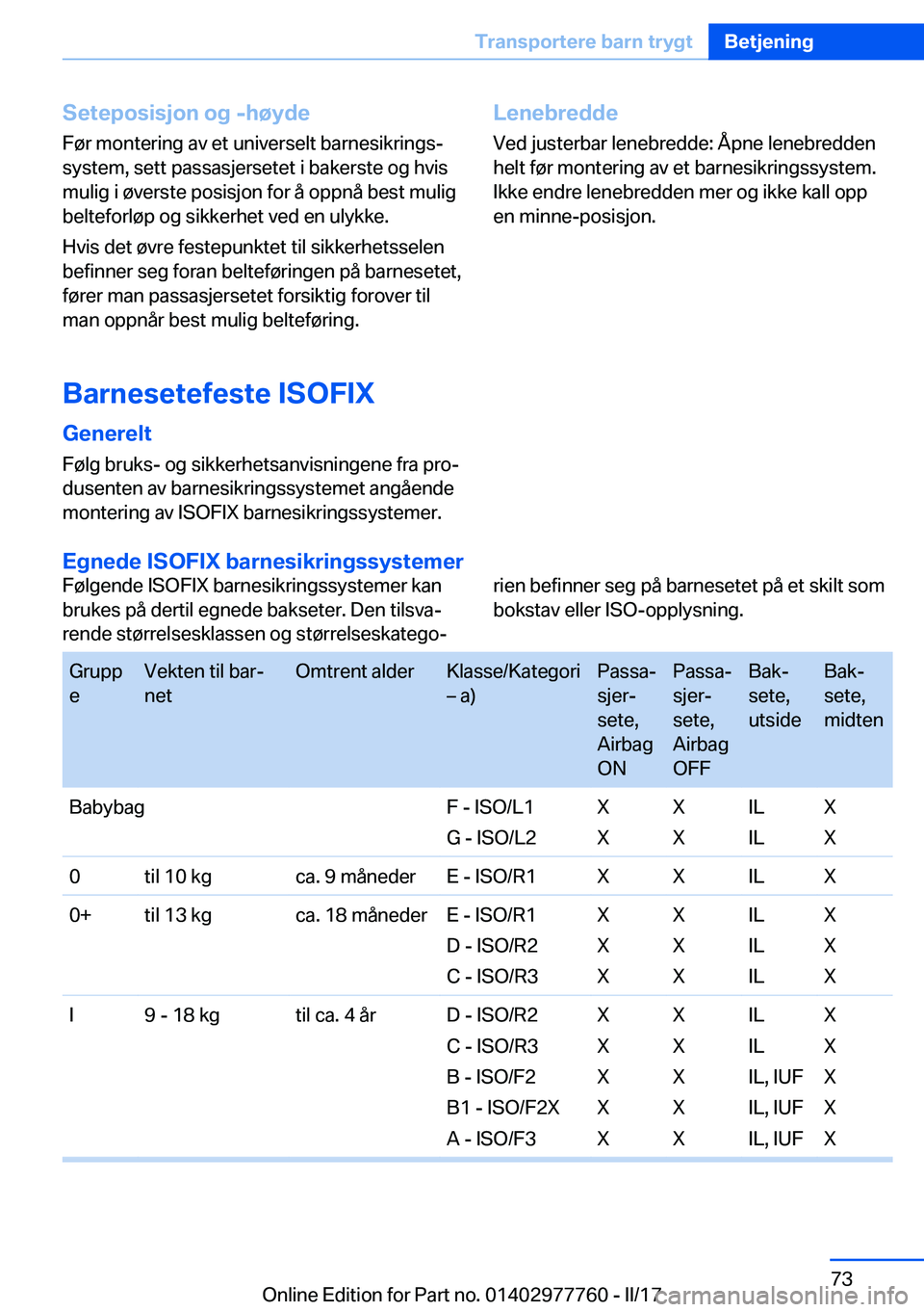 BMW 2 SERIES COUPE 2017  InstruksjonsbØker (in Norwegian) �S�e�t�e�p�o�s�i�s�j�o�n��o�g��-�h�