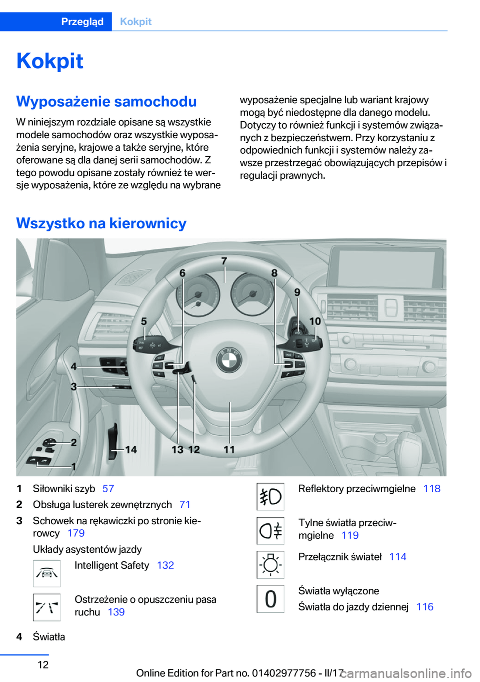 BMW 2 SERIES COUPE 2017  Instrukcja obsługi (in Polish) �K�o�k�p�i�t�W�y�p�o�s�a9�e�n�i�e��s�a�m�o�c�h�o�d�u�W� �n�i�n�i�e�j�s�z�y�m� �r�o�z�d�z�i�a�l�e� �o�p�i�s�a�n�e� �s�