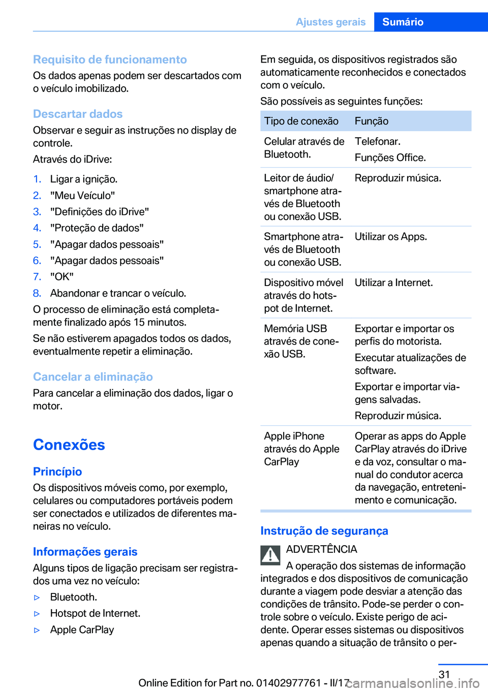 BMW 2 SERIES COUPE 2017  Manual do condutor (in Portuguese) �R�e�q�u�i�s�i�t�o��d�e��f�u�n�c�i�o�n�a�m�e�n�t�o
�O�s� �d�a�d�o�s� �a�p�e�n�a�s� �p�o�d�e�m� �s�e�r� �d�e�s�c�a�r�t�a�d�o�s� �c�o�m
�o� �v�e�