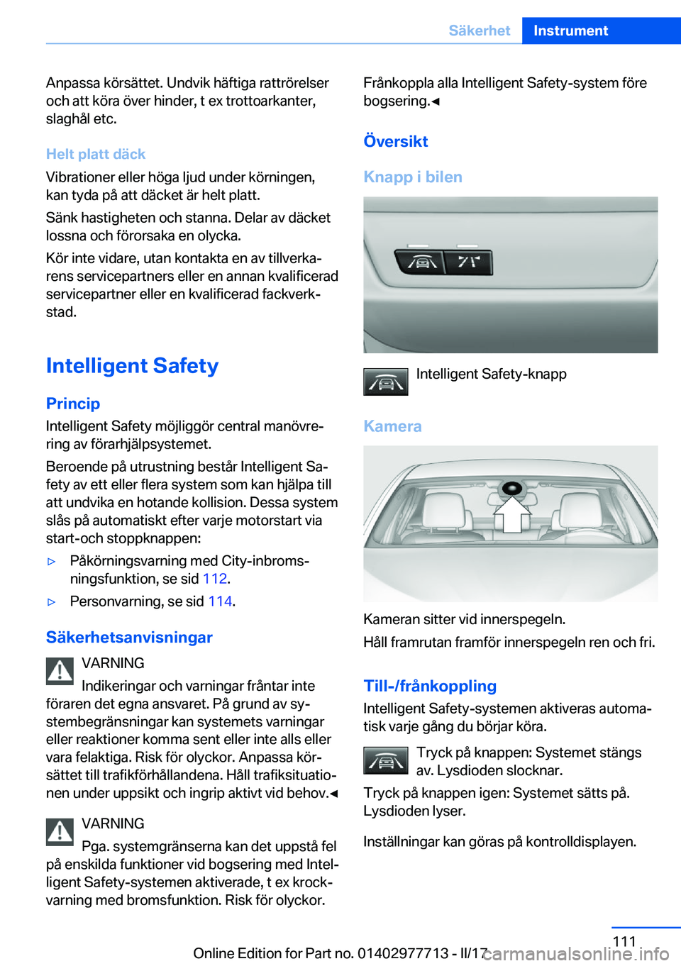 BMW 2 SERIES COUPE 2017  InstruktionsbÖcker (in Swedish) �A�n�p�a�s�s�a� �k�