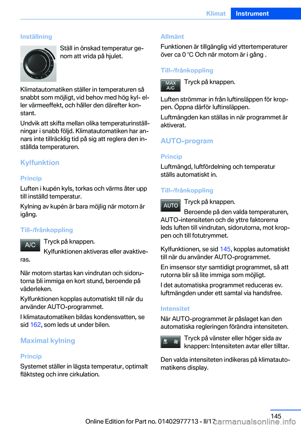 BMW 2 SERIES COUPE 2017  InstruktionsbÖcker (in Swedish) �I�n�s�t�ä�l�l�n�i�n�g�S�t�ä�l�l� �i�n� �