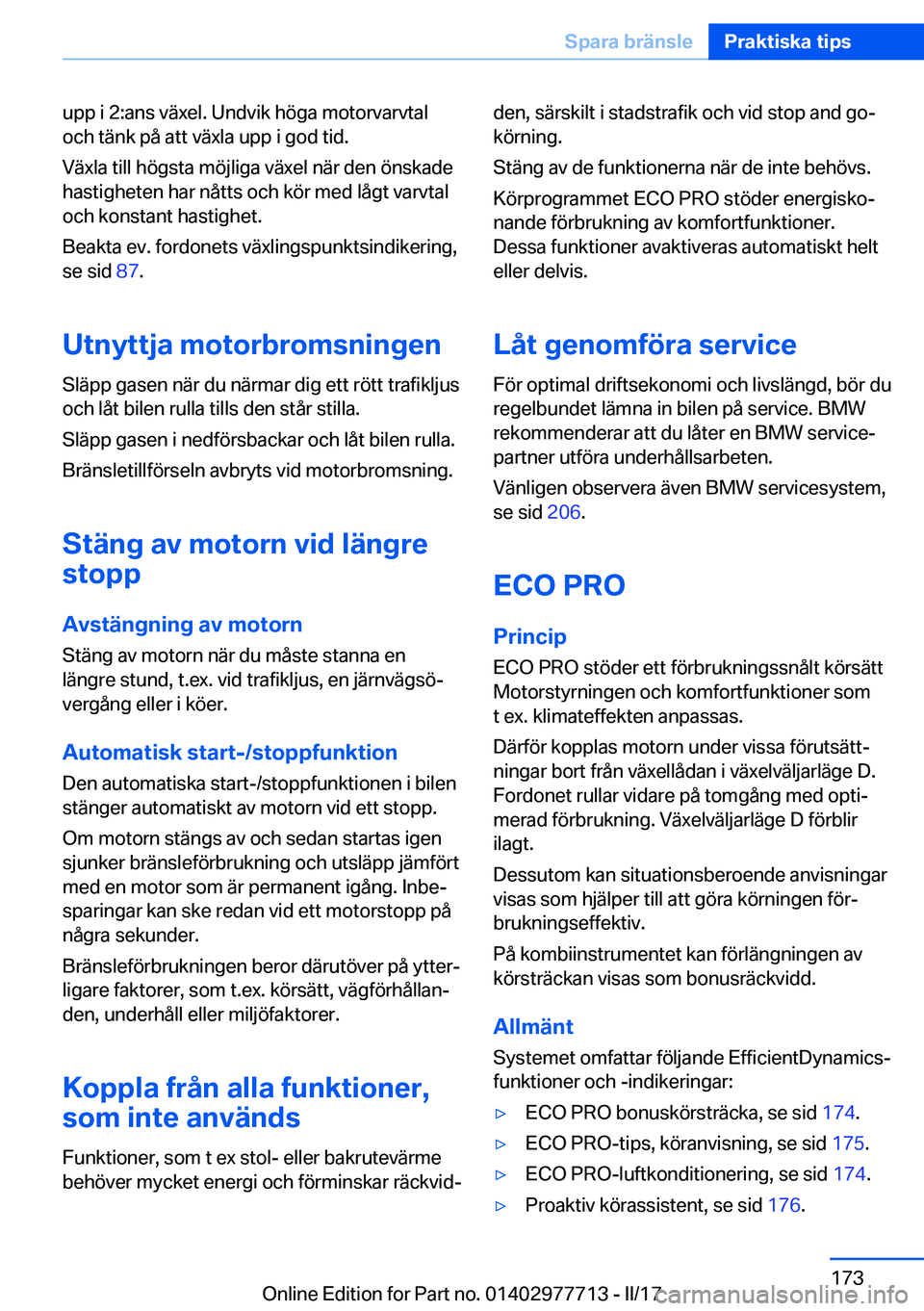 BMW 2 SERIES COUPE 2017  InstruktionsbÖcker (in Swedish) �u�p�p� �i� �2�:�a�n�s� �v�ä�x�e�l�.� �U�n�d�v�i�k� �h�