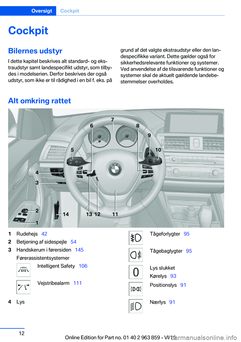 BMW 2 SERIES COUPE 2016 InstruktionsbØger (in Danish) CockpitBilernes udstyr
I dette kapitel beskrives alt standard- og eks‐
traudstyr samt landespecifikt udstyr, som tilby‐
des i modelserien. Derfor beskrives der også
udstyr, som ikke er til rådig BMW 2 SERIES COUPE 2016 InstruktionsbØger (in Danish) CockpitBilernes udstyr
I dette kapitel beskrives alt standard- og eks‐
traudstyr samt landespecifikt udstyr, som tilby‐
des i modelserien. Derfor beskrives der også
udstyr, som ikke er til rådig