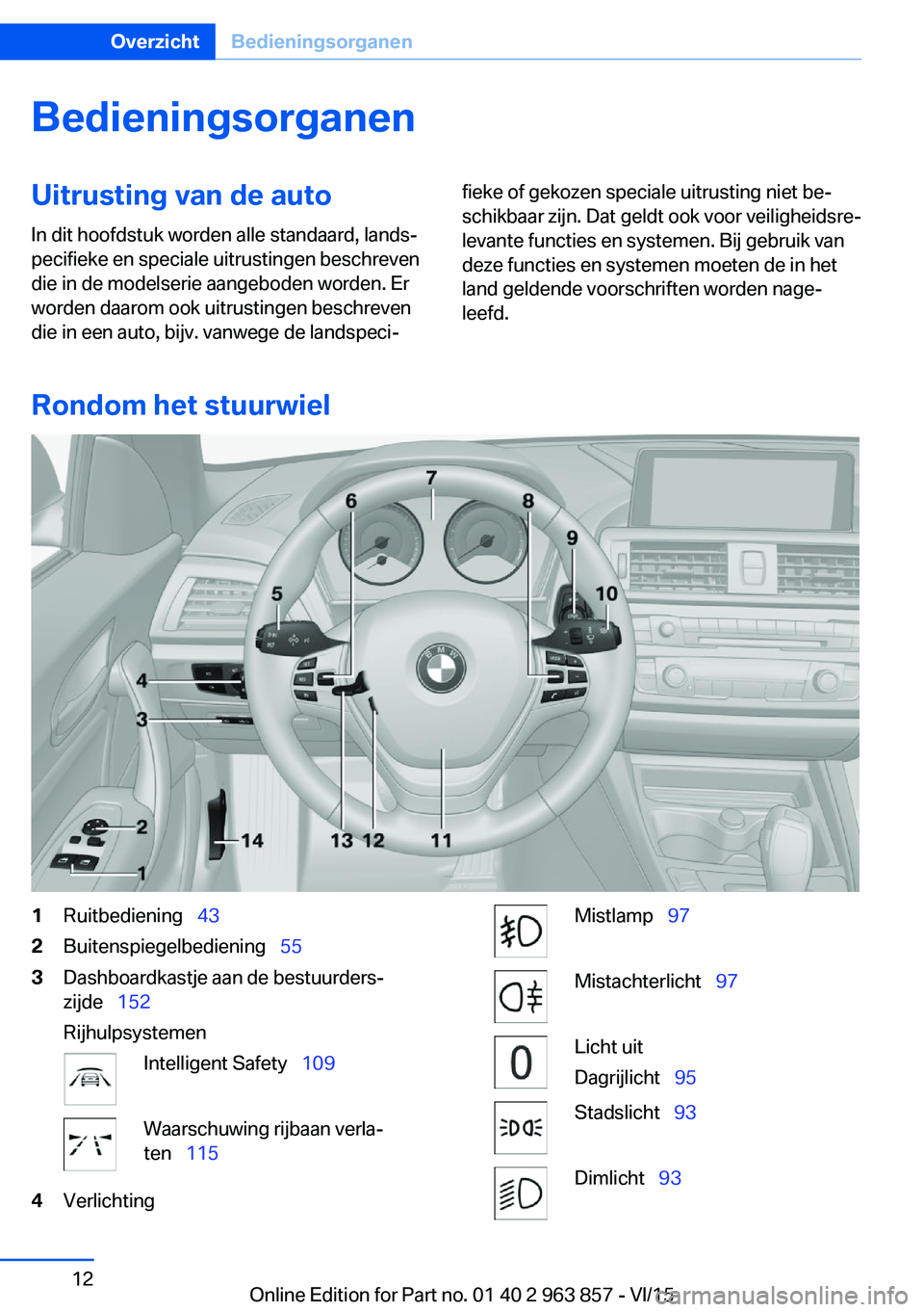 BMW 2 SERIES COUPE 2016 Instructieboekjes (in Dutch) BedieningsorganenUitrusting van de autoIn dit hoofdstuk worden alle standaard, lands‐
pecifieke en speciale uitrustingen beschreven
die in de modelserie aangeboden worden. Er
worden daarom ook uitru BMW 2 SERIES COUPE 2016 Instructieboekjes (in Dutch) BedieningsorganenUitrusting van de autoIn dit hoofdstuk worden alle standaard, lands‐
pecifieke en speciale uitrustingen beschreven
die in de modelserie aangeboden worden. Er
worden daarom ook uitru