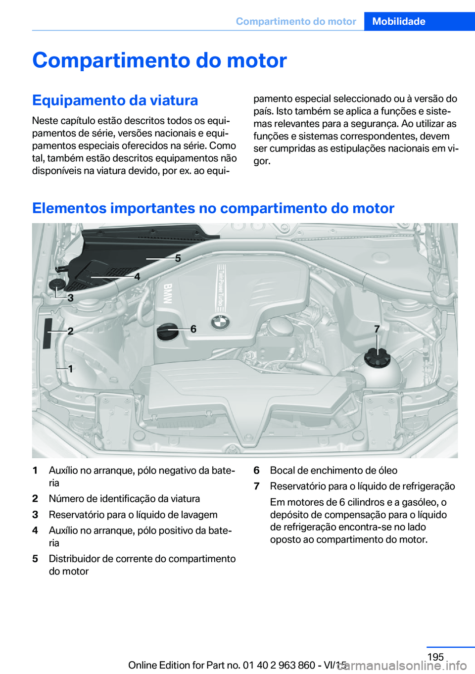 BMW 2 SERIES COUPE 2016 Manual do condutor (in Portuguese) Compartimento do motorEquipamento da viaturaNeste capítulo estão descritos todos os equi‐
pamentos de série, versões nacionais e equi‐
pamentos especiais oferecidos na série. Como
tal, també BMW 2 SERIES COUPE 2016 Manual do condutor (in Portuguese) Compartimento do motorEquipamento da viaturaNeste capítulo estão descritos todos os equi‐
pamentos de série, versões nacionais e equi‐
pamentos especiais oferecidos na série. Como
tal, també