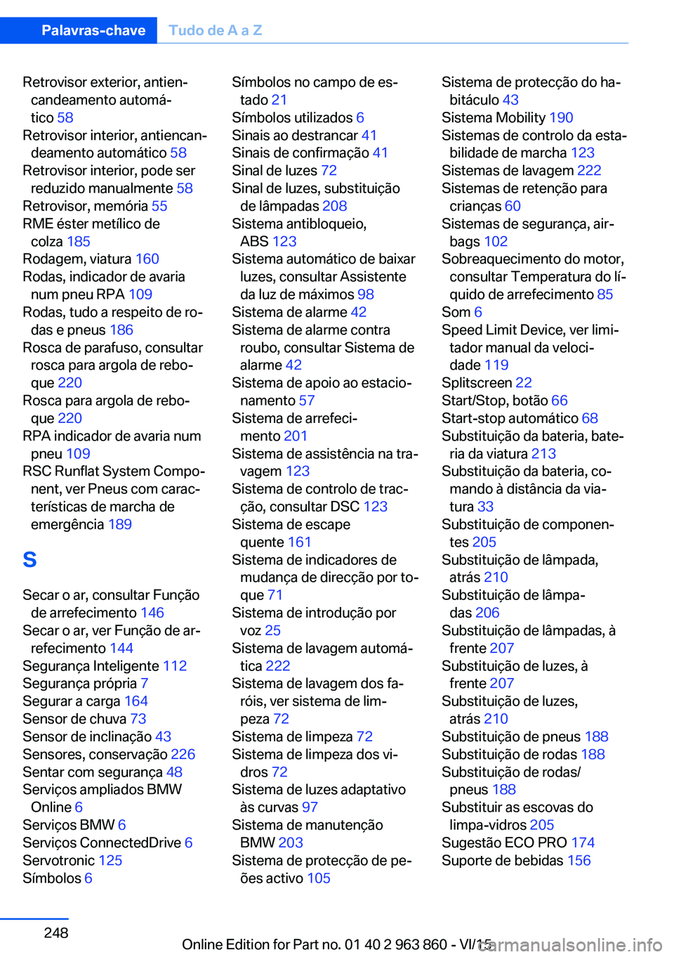 BMW 2 SERIES COUPE 2016  Manual do condutor (in Portuguese) Retrovisor exterior, antien‐candeamento automá‐
tico  58 
Retrovisor interior, antiencan‐ deamento automático  58 
Retrovisor interior, pode ser reduzido manualmente  58 
Retrovisor, memória  BMW 2 SERIES COUPE 2016  Manual do condutor (in Portuguese) Retrovisor exterior, antien‐candeamento automá‐
tico  58 
Retrovisor interior, antiencan‐ deamento automático  58 
Retrovisor interior, pode ser reduzido manualmente  58 
Retrovisor, memória