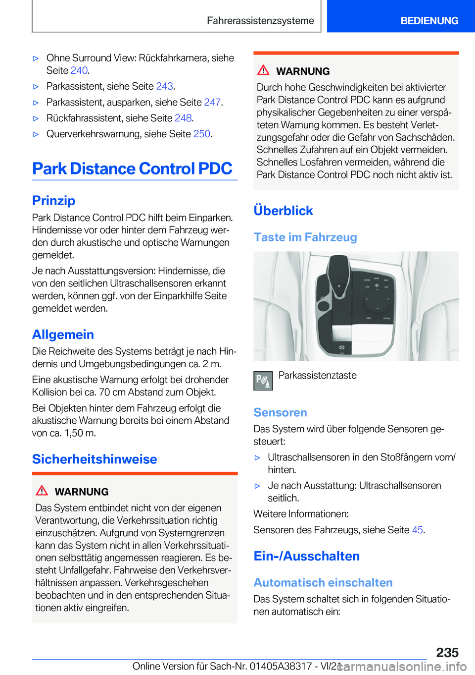BMW 2 SERIES GRAN COUPE 2022  Betriebsanleitungen (in German) x�O�h�n�e��S�u�r�r�o�u�n�d��V�i�e�w�:��R�