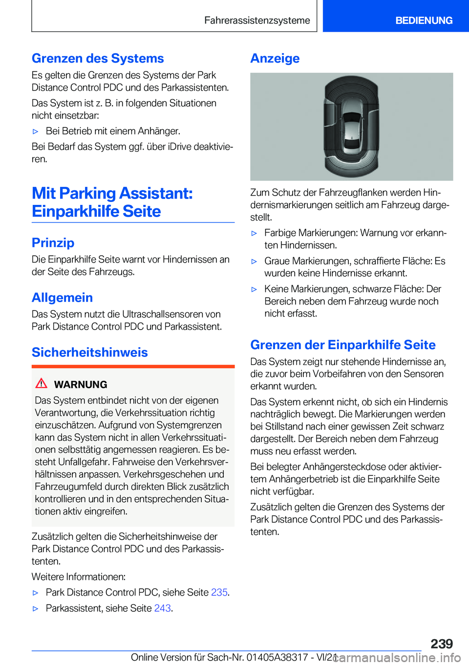 BMW 2 SERIES GRAN COUPE 2022  Betriebsanleitungen (in German) �G�r�e�n�z�e�n��d�e�s��S�y�s�t�e�m�s
�E�s��g�e�l�t�e�n��d�i�e��G�r�e�n�z�e�n��d�e�s��S�y�s�t�e�m�s��d�e�r��P�a�r�k
�D�i�s�t�a�n�c�e��C�o�n�t�r�o�l��P�D�C��u�n�d��d�e�s��P�a�r�k�a�s�s�i�s