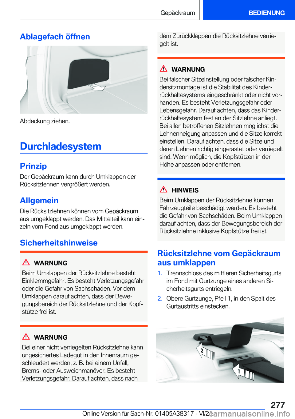 BMW 2 SERIES GRAN COUPE 2022  Betriebsanleitungen (in German) �A�b�l�a�g�e�f�a�c�h��