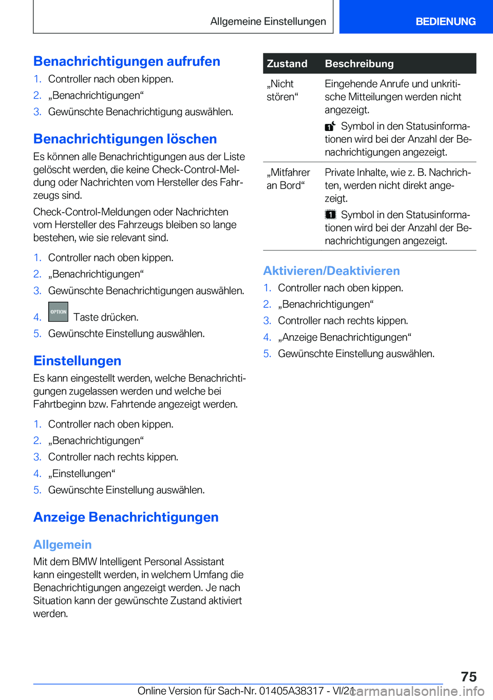 BMW 2 SERIES GRAN COUPE 2022  Betriebsanleitungen (in German) �B�e�n�a�c�h�r�i�c�h�t�i�g�u�n�g�e�n��a�u�f�r�u�f�e�n�1�.�C�o�n�t�r�o�l�l�e�r��n�a�c�h��o�b�e�n��k�i�p�p�e�n�.�2�.x�B�e�n�a�c�h�r�i�c�h�t�i�g�u�n�g�e�nv�3�.�G�e�w�