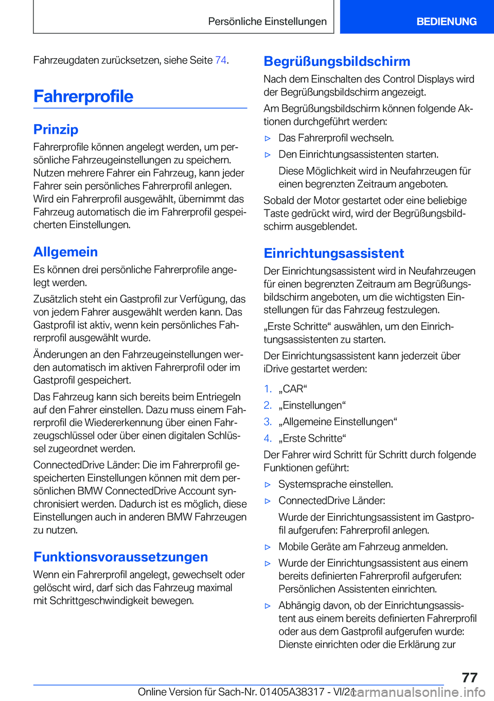 BMW 2 SERIES GRAN COUPE 2022  Betriebsanleitungen (in German) �F�a�h�r�z�e�u�g�d�a�t�e�n��z�u�r�