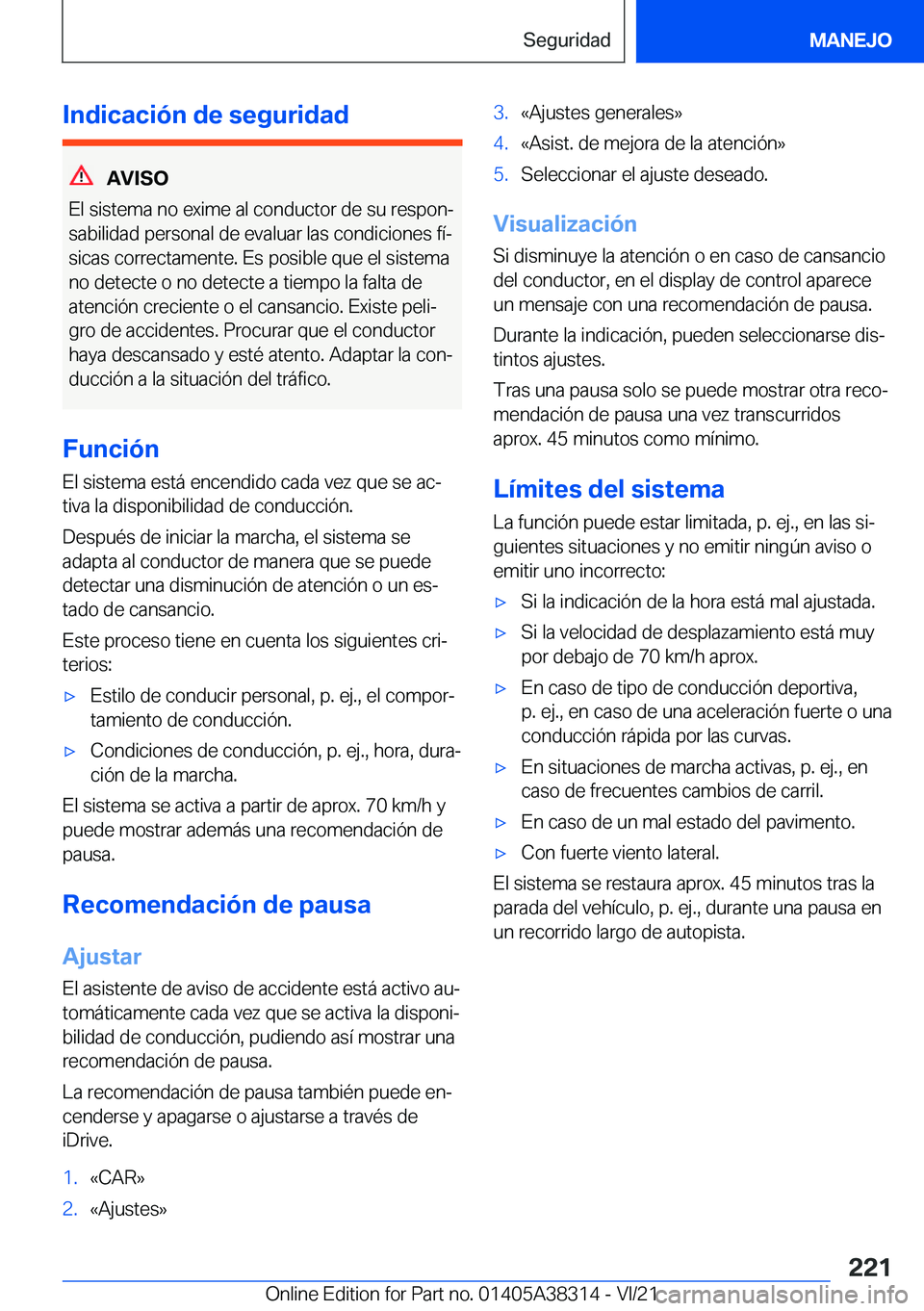 BMW 2 SERIES GRAN COUPE 2022  Manuales de Empleo (in Spanish) �I�n�d�i�c�a�c�i�