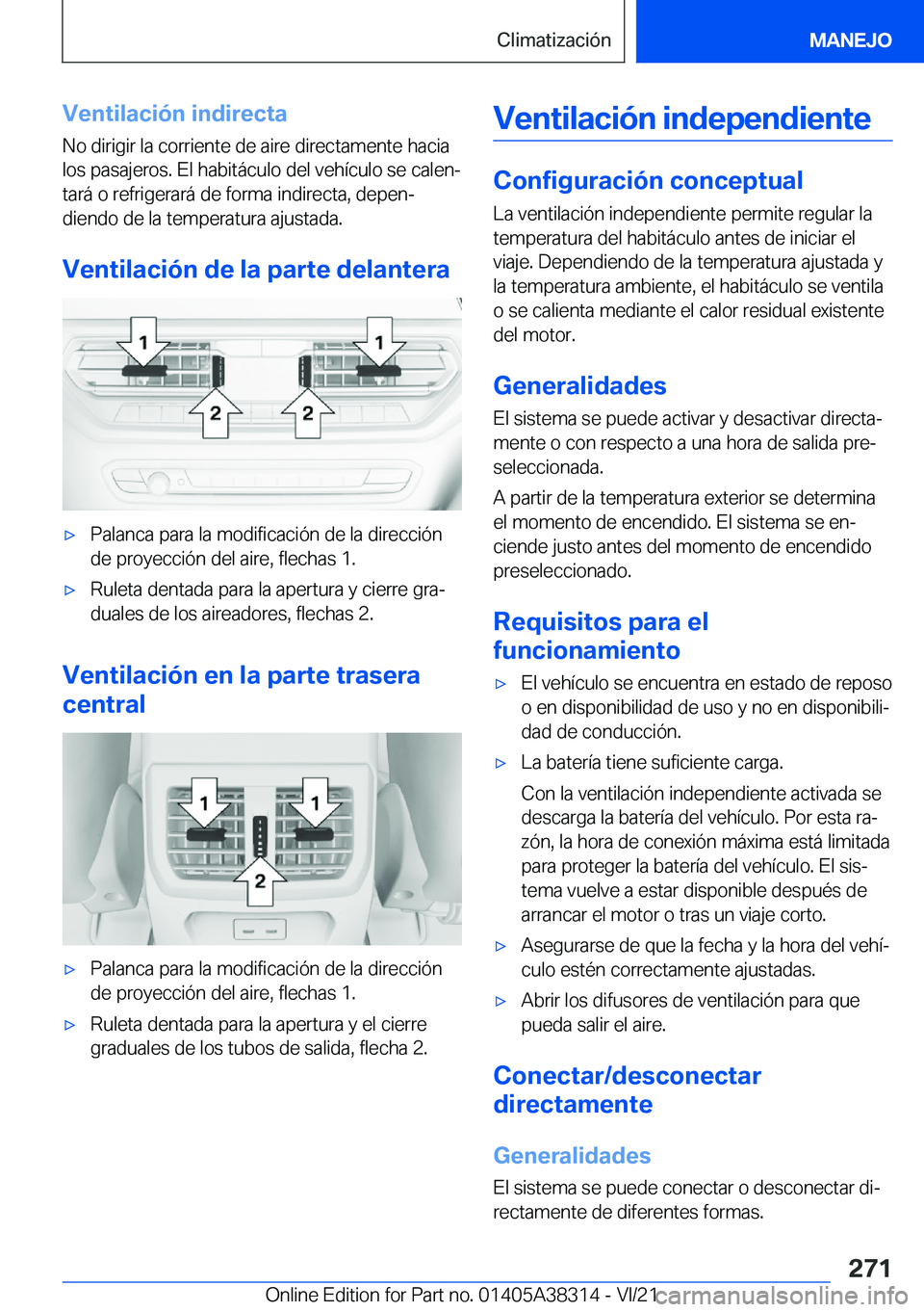 BMW 2 SERIES GRAN COUPE 2022  Manuales de Empleo (in Spanish) �V�e�n�t�i�l�a�c�i�