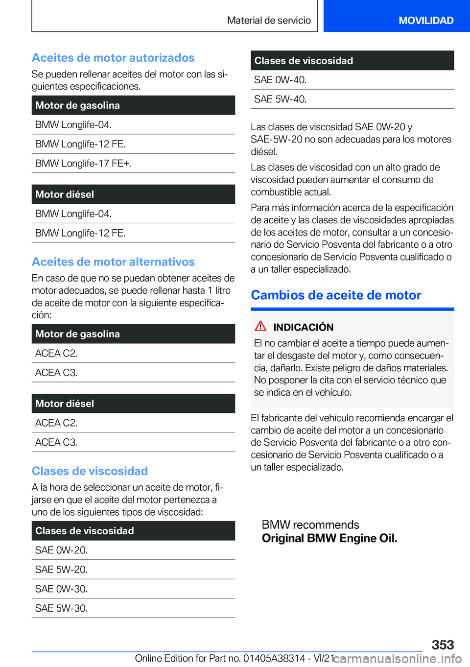 BMW 2 SERIES GRAN COUPE 2022  Manuales de Empleo (in Spanish) �A�c�e�i�t�e�s��d�e��m�o�t�o�r��a�u�t�o�r�i�z�a�d�o�s�S�e��p�u�e�d�e�n��r�e�l�l�e�n�a�r��a�c�e�i�t�e�s��d�e�l��m�o�t�o�r��c�o�n��l�a�s��s�iª
�g�u�i�e�n�t�e�s��e�s�p�e�c�i�f�i�c�a�c�i�o�n