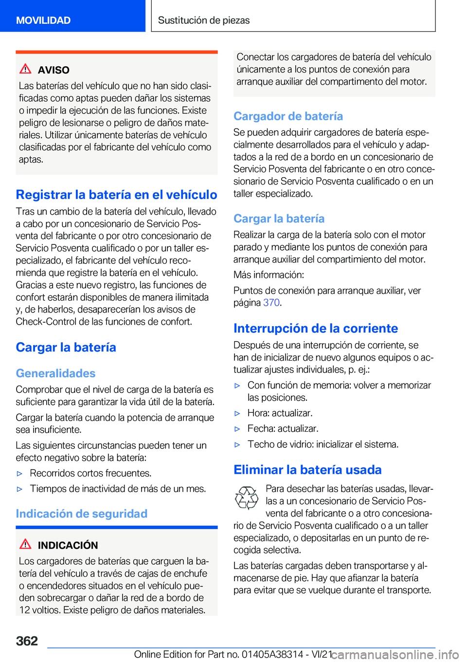 BMW 2 SERIES GRAN COUPE 2022  Manuales de Empleo (in Spanish) �A�V�I�S�O
�L�a�s��b�a�t�e�r�