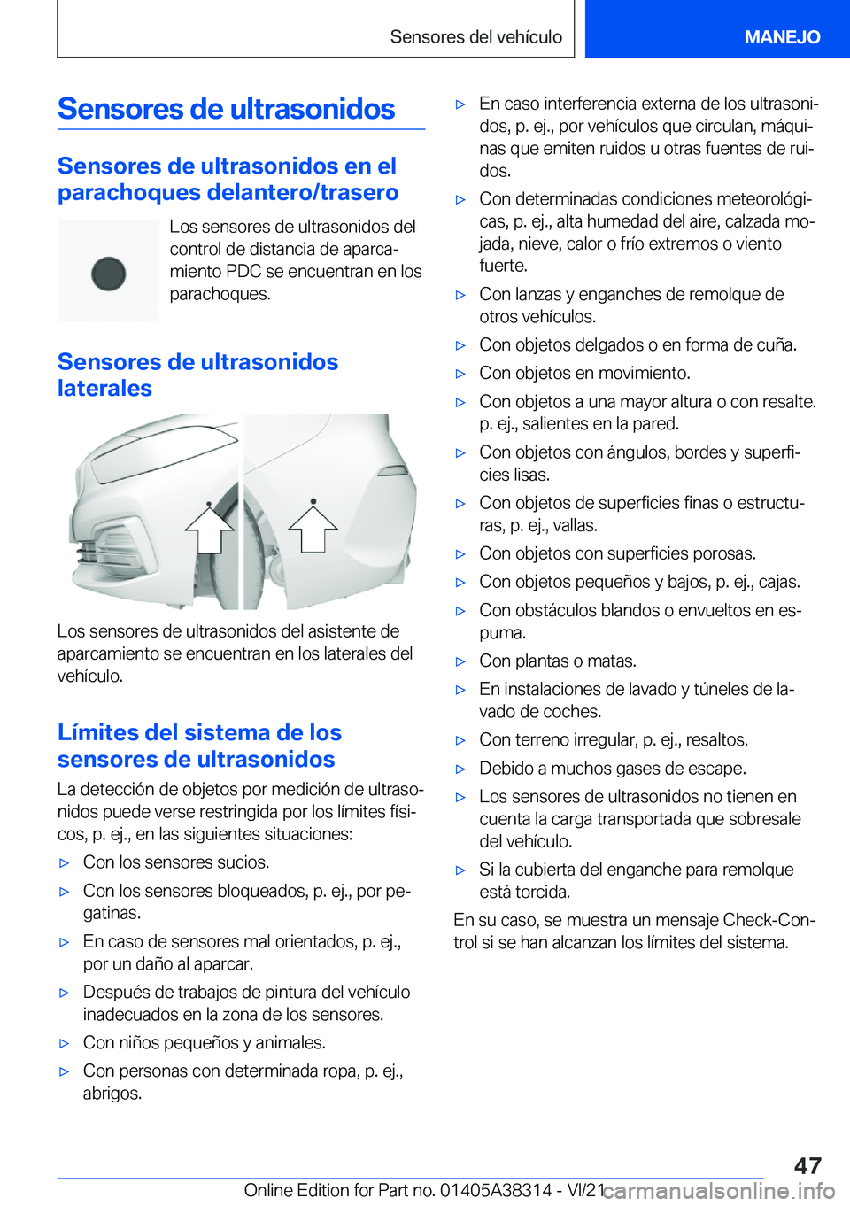 BMW 2 SERIES GRAN COUPE 2022  Manuales de Empleo (in Spanish) �S�e�n�s�o�r�e�s��d�e��u�l�t�r�a�s�o�n�i�d�o�s
�S�e�n�s�o�r�e�s��d�e��u�l�t�r�a�s�o�n�i�d�o�s��e�n��e�l
�p�a�r�a�c�h�o�q�u�e�s��d�e�l�a�n�t�e�r�o�/�t�r�a�s�e�r�o
�L�o�s��s�e�n�s�o�r�e�s��d�e�