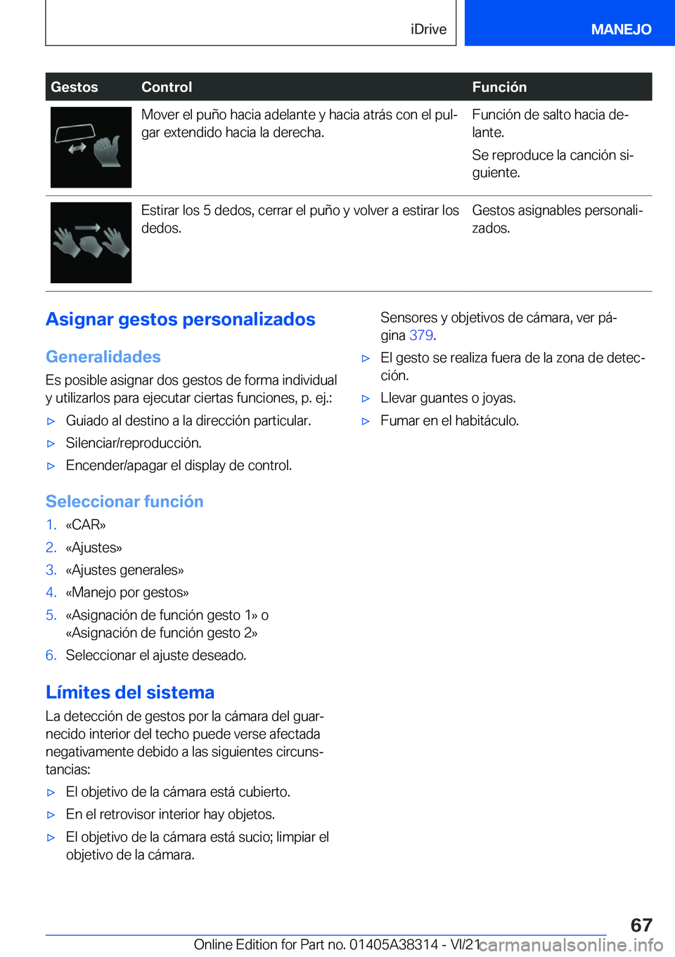BMW 2 SERIES GRAN COUPE 2022  Manuales de Empleo (in Spanish) �G�e�s�t�o�s�C�o�n�t�r�o�l�F�u�n�c�i�