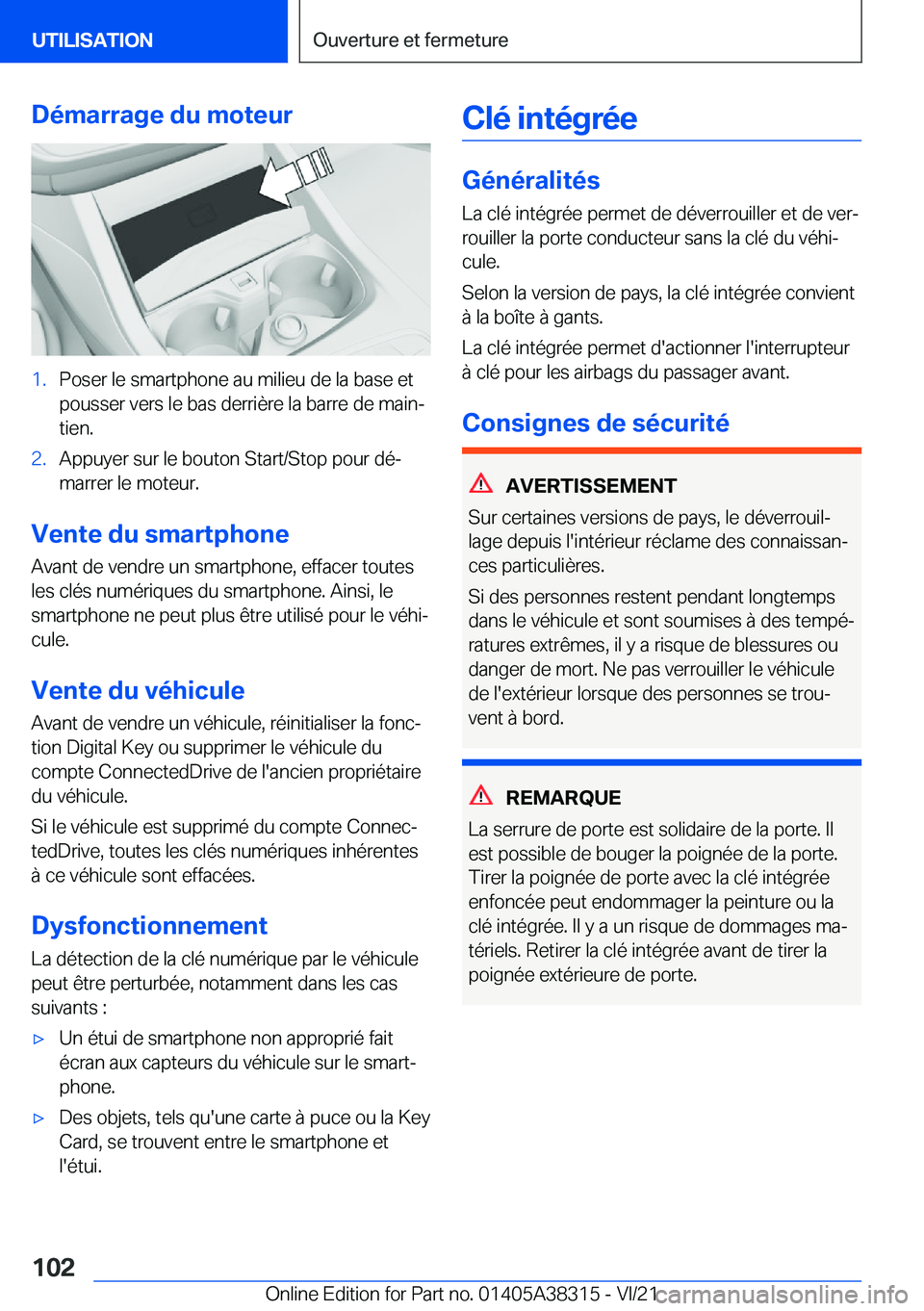 BMW 2 SERIES GRAN COUPE 2022  Notices Demploi (in French) �D�é�m�a�r�r�a�g�e��d�u��m�o�t�e�u�r�1�.�P�o�s�e�r��l�e��s�m�a�r�t�p�h�o�n�e��a�u��m�i�l�i�e�u��d�e��l�a��b�a�s�e��e�t�p�o�u�s�s�e�r��v�e�r�s��l�e��b�a�s��d�e�r�r�i�è�r�e��l�a��b�a�r