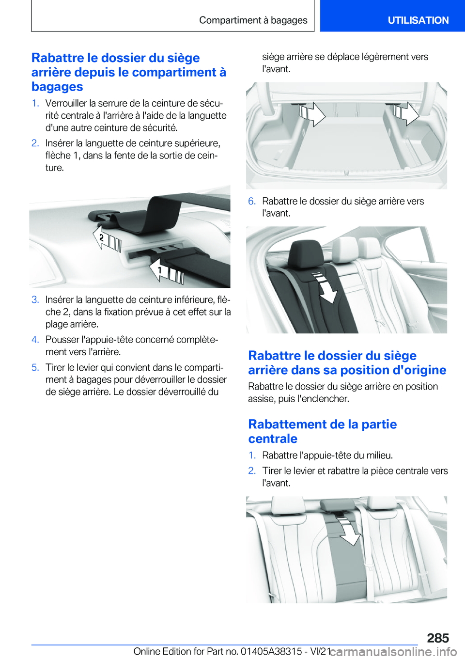 BMW 2 SERIES GRAN COUPE 2022  Notices Demploi (in French) �R�a�b�a�t�t�r�e��l�e��d�o�s�s�i�e�r��d�u��s�i�è�g�e
�a�r�r�i�è�r�e��d�e�p�u�i�s��l�e��c�o�m�p�a�r�t�i�m�e�n�t��