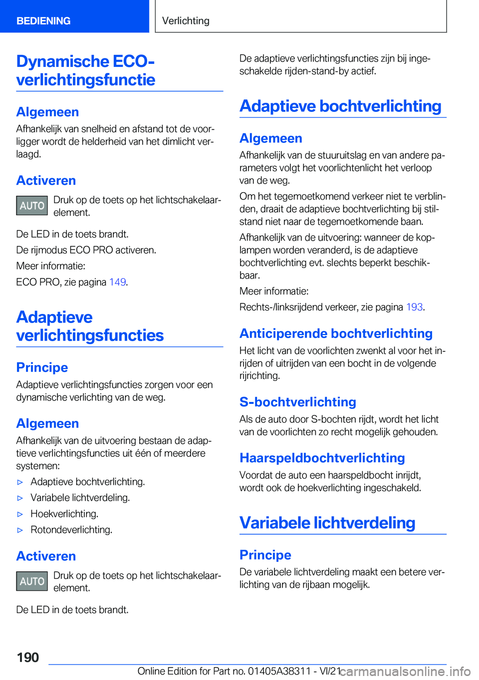 BMW 2 SERIES GRAN COUPE 2022  Instructieboekjes (in Dutch) �D�y�n�a�m�i�s�c�h�e��E�C�O�-�v�e�r�l�i�c�h�t�i�n�g�s�f�u�n�c�t�i�e
�A�l�g�e�m�e�e�n
�A�f�h�a�n�k�e�l�i�j�k��v�a�n��s�n�e�l�h�e�i�d��e�n��a�f�s�t�a�n�d��t�o�t��d�e��v�o�o�rj �l�i�g�g�e�r��w�