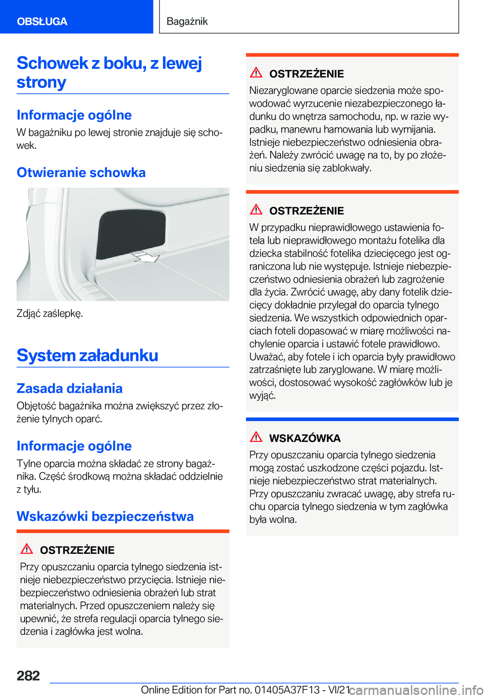 BMW 2 SERIES GRAN COUPE 2022  Instrukcja obsługi (in Polish) �S�c�h�o�w�e�k��z��b�o�k�u�,��z��l�e�w�e�j�s�t�r�o�n�y
�I�n�f�o�r�m�a�c�j�e��o�g�