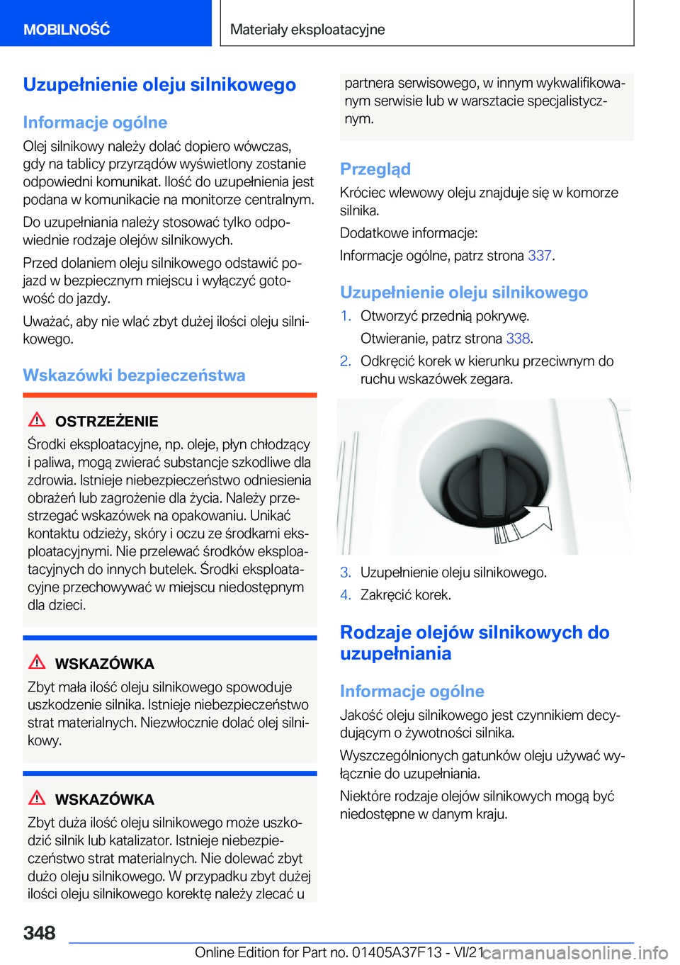 BMW 2 SERIES GRAN COUPE 2022  Instrukcja obsługi (in Polish) �U�z�u�p�e�ł�n�i�e�n�i�e��o�l�e�j�u��s�i�l�n�i�k�o�w�e�g�o
�I�n�f�o�r�m�a�c�j�e��o�g�