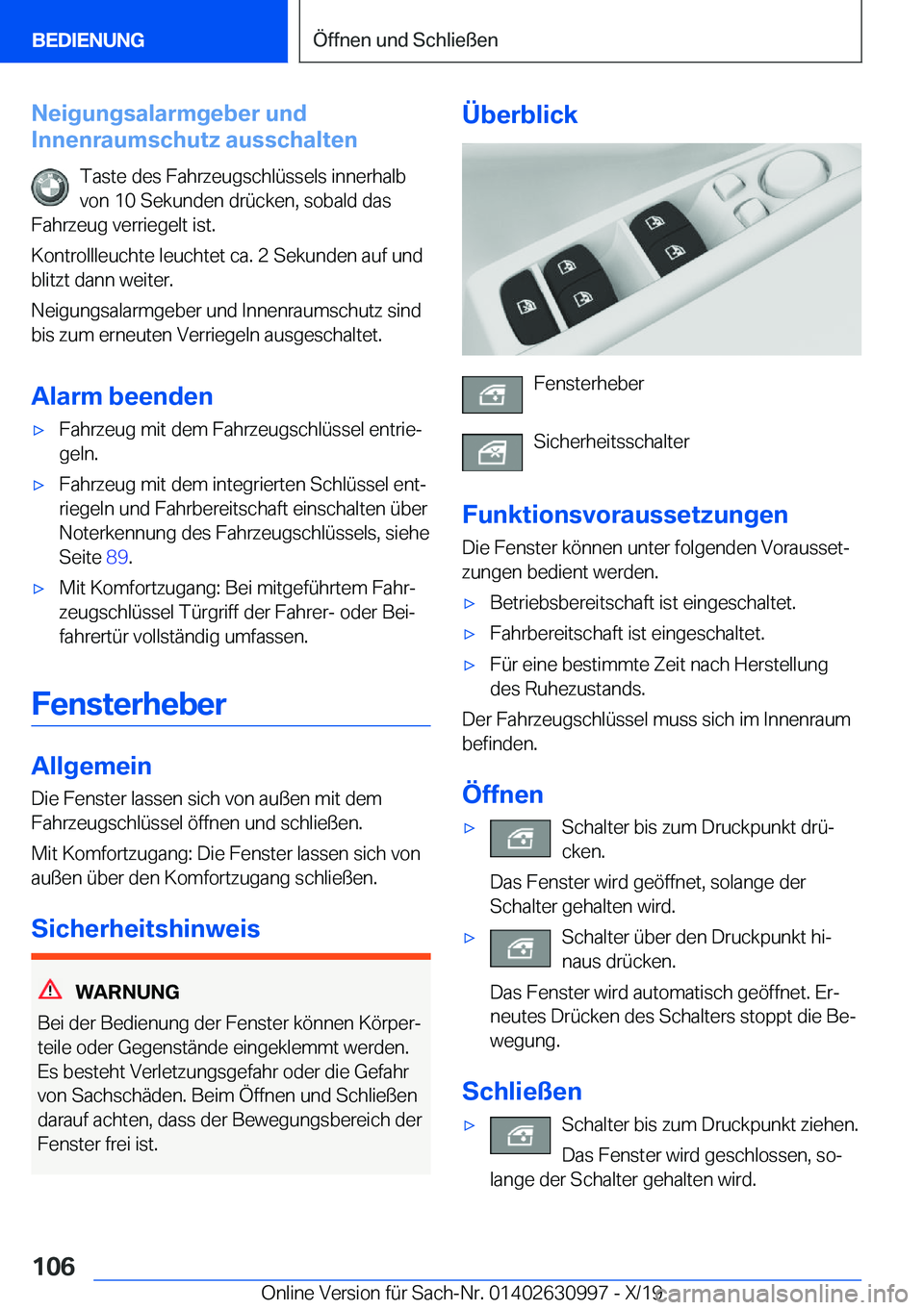 BMW 2 SERIES GRAN COUPE 2020  Betriebsanleitungen (in German) �N�e�i�g�u�n�g�s�a�l�a�r�m�g�e�b�e�r��u�n�d
�I�n�n�e�n�r�a�u�m�s�c�h�u�t�z��a�u�s�s�c�h�a�l�t�e�n
�T�a�s�t�e��d�e�s��F�a�h�r�z�e�u�g�s�c�h�l�