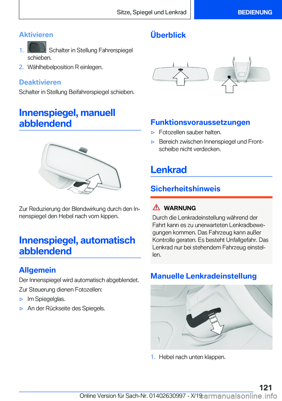 BMW 2 SERIES GRAN COUPE 2020  Betriebsanleitungen (in German) �A�k�t�i�v�i�e�r�e�n�1�.���S�c�h�a�l�t�e�r��i�n��S�t�e�l�l�u�n�g��F�a�h�r�e�r�s�p�i�e�g�e�l
�s�c�h�i�e�b�e�n�.�2�.�W�