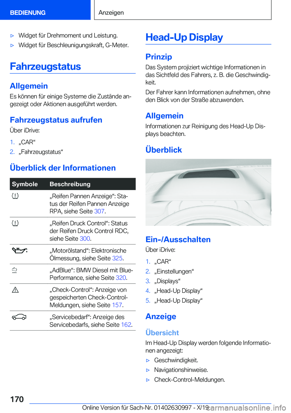 BMW 2 SERIES GRAN COUPE 2020  Betriebsanleitungen (in German) x�W�i�d�g�e�t��f�