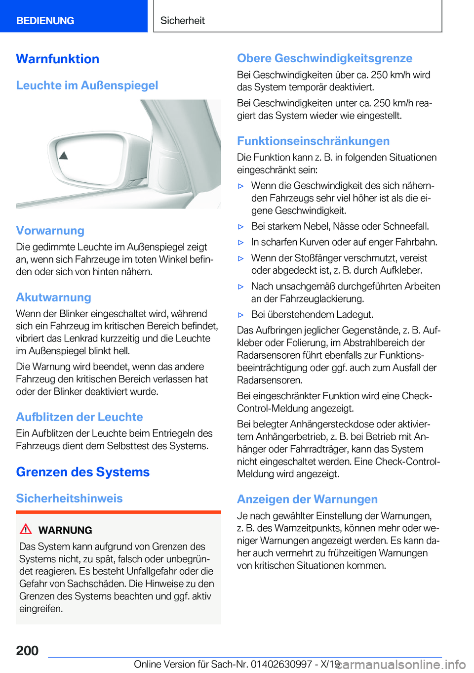 BMW 2 SERIES GRAN COUPE 2020  Betriebsanleitungen (in German) �W�a�r�n�f�u�n�k�t�i�o�n
�L�e�u�c�h�t�e��i�m��A�u�